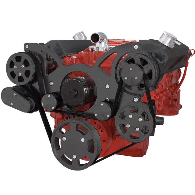 CVF Chevy Small Block Serpentine System with AC, Power Steering & Alternator with Electric Water Pump (All Inclusive) - Black thumbnail 3