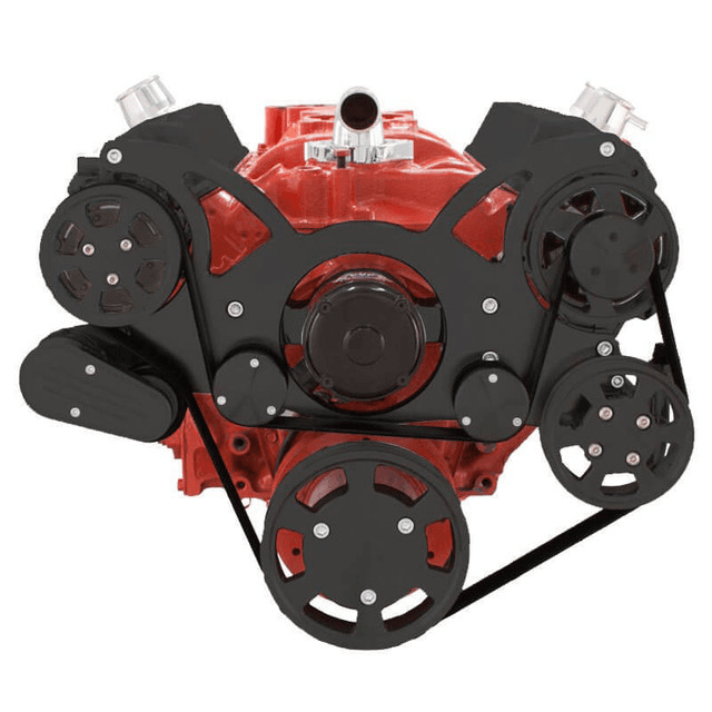 CVF Chevy Small Block Serpentine System with AC, Power Steering & Alternator with Electric Water Pump (All Inclusive) - Black thumbnail 2