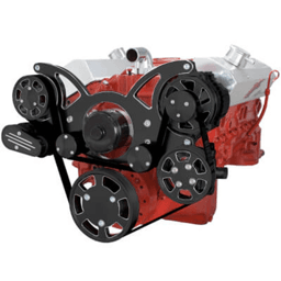 CVF Chevy Small Block Serpentine System with AC, Power Steering & Alternator with Electric Water Pump (All Inclusive) - Black Diamond