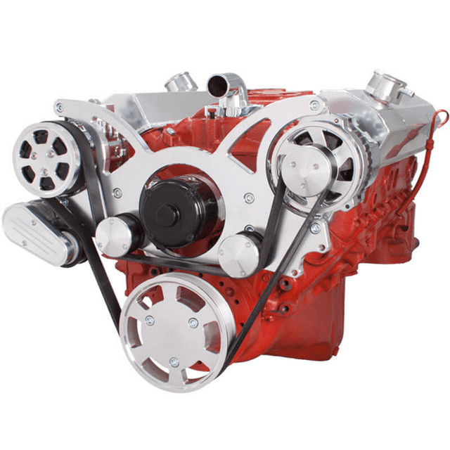 CVF Chevy Small Block Serpentine System with AC & Alternator with Electric Water Pump (All Inclusive) - Polished thumbnail 3