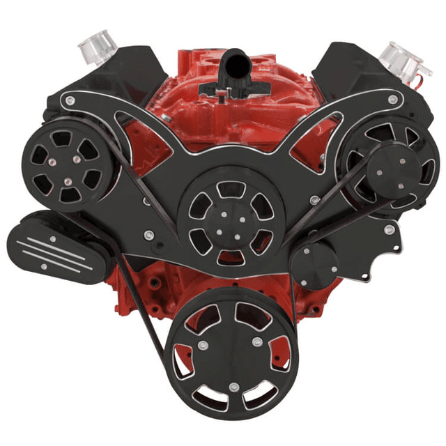 CVF Chevy Small Block Serpentine System with AC & Alternator (All Inclusive) - Black Diamond thumbnail 2