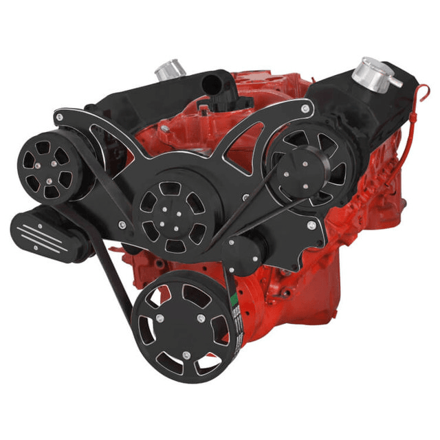 CVF Chevy Small Block Serpentine System with AC & Alternator (All Inclusive) - Black Diamond thumbnail 3