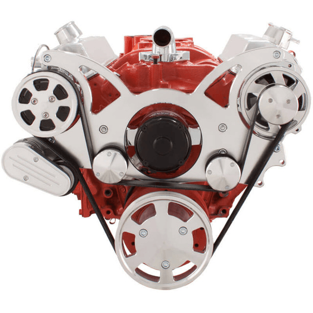 CVF Chevy Small Block Serpentine System with AC & Alternator with Electric Water Pump (All Inclusive) - Polished thumbnail 2