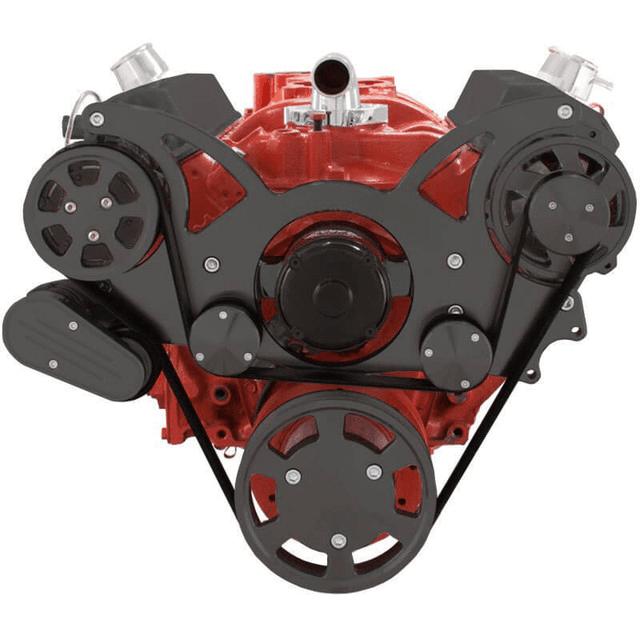 CVF Chevy Small Block Serpentine System with AC & Alternator with Electric Water Pump (All Inclusive) - Black thumbnail 2