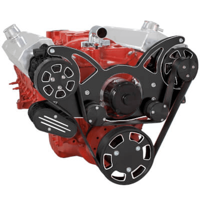 CVF Chevy Small Block Serpentine System with AC & Alternator with Electric Water Pump (All Inclusive) - Black Diamond thumbnail 3