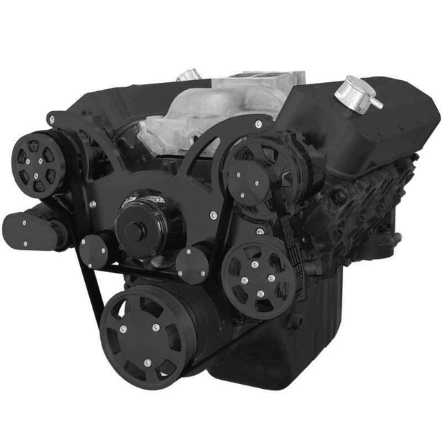 CVF Chevy Big Block Serpentine System with AC, Power Steering & Alternator with Electric Water Pump (All Inclusive) - Black
