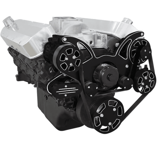 CVF Chevy Big Block Serpentine System with AC, Power Steering & Alternator with Electric Water Pump (All Inclusive) - Black Diamond thumbnail 3
