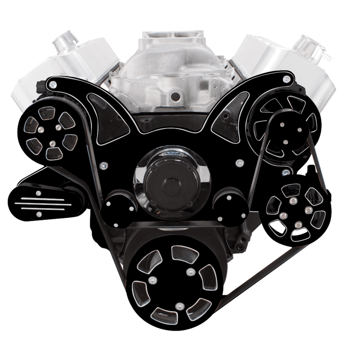 CVF Chevy Big Block Serpentine System with AC, Power Steering & Alternator with Electric Water Pump (All Inclusive) - Black Diamond thumbnail 2