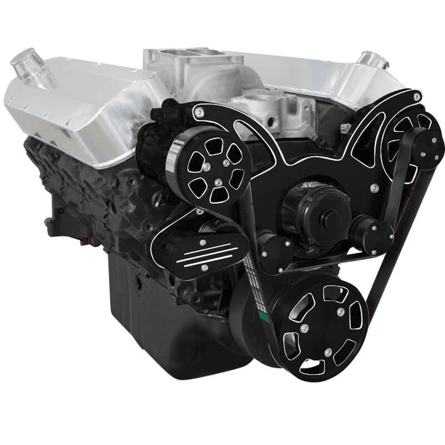 CVF Chevy Big Block Serpentine System with AC & Alternator with Electric Water Pump (All Inclusive) - Black Diamond thumbnail 3