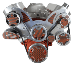 CVF Chevy Big Block Serpentine System with AC, Power Steering & Alternator (All Inclusive) - Polished W/ Carbon Fiber Inlay