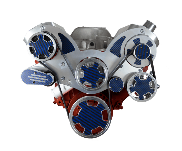 CVF Chevy Big Block Serpentine System with AC, Power Steering & Alternator (All Inclusive) - Polished W/ Carbon Fiber Inlay thumbnail 3