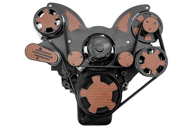 CVF Chevy Big Block Serpentine System with Power Steering & Alternator with Electric Water Pump (All Inclusive) - Black W/ Carbon Fiber Inlet thumbnail 2