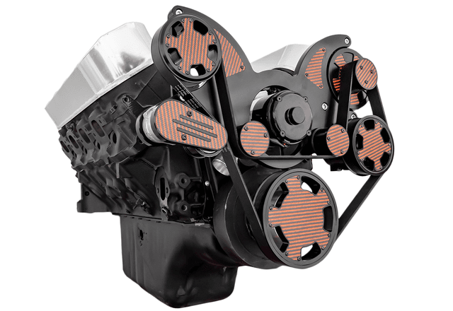 CVF Chevy Big Block Serpentine System with Power Steering & Alternator with Electric Water Pump (All Inclusive) - Black W/ Carbon Fiber Inlet thumbnail 3