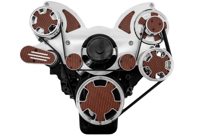 CVF Chevy Big Block Serpentine System with Power Steering & Alternator with Electric Water Pump (All Inclusive) - Polished W/ Carbon Fiber Inlet thumbnail 2