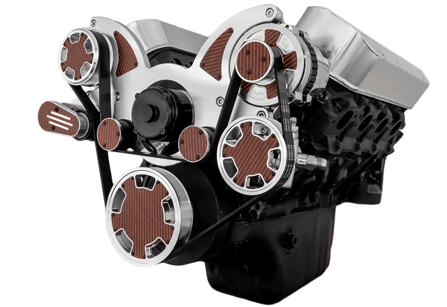 CVF Chevy Big Block Serpentine System with Power Steering & Alternator with Electric Water Pump (All Inclusive) - Polished W/ Carbon Fiber Inlet