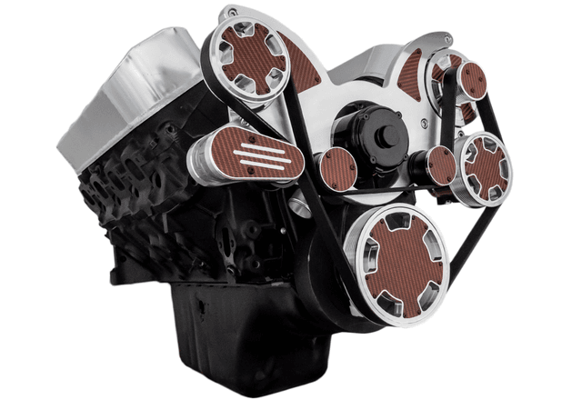 CVF Chevy Big Block Serpentine System with Power Steering & Alternator with Electric Water Pump (All Inclusive) - Polished W/ Carbon Fiber Inlet thumbnail 3