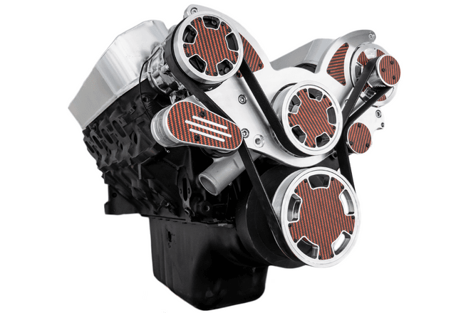 CVF Chevy Big Block Serpentine System with AC & Alternator (All Inclusive) - Polished W/ Carbon Fiber Inlay thumbnail 3