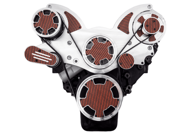 CVF Chevy Big Block Serpentine System with AC & Alternator (All Inclusive) - Polished W/ Carbon Fiber Inlay thumbnail 2