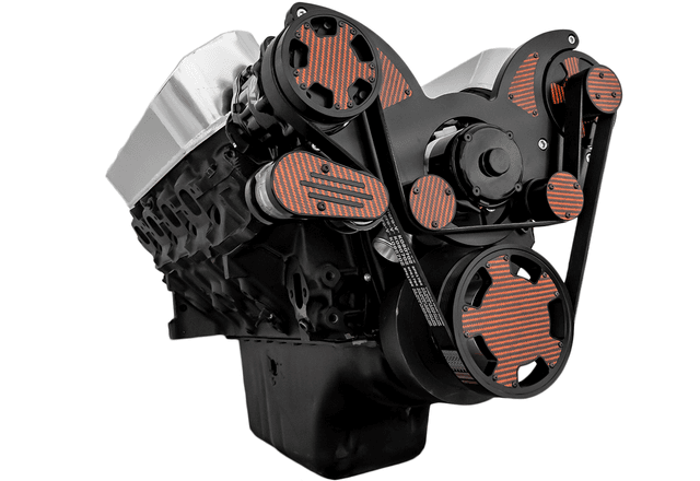 CVF Chevy Big Block Serpentine System with AC & Alternator with Electric Water Pump (All Inclusive) - Black W/ Carbon Fiber Inlay thumbnail 3