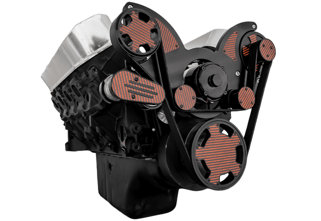 CVF Chevy Big Block Serpentine System Alternator Only with Electric Water Pump (All Inclusive) - Black W/ Carbon Fiber Inlay thumbnail 3