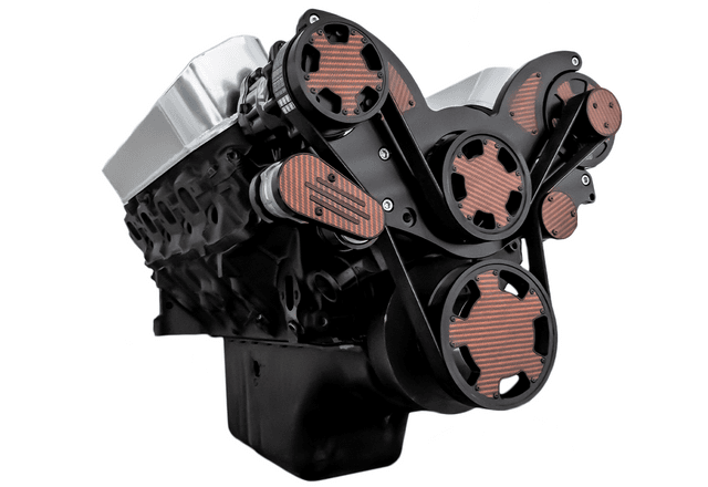 CVF Chevy Big Block Serpentine System with AC & Alternator (All Inclusive) - Black W/ Carbon Fiber Inlay thumbnail 3