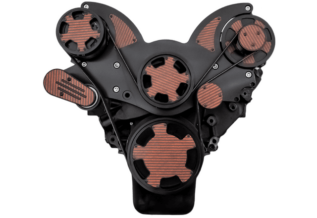 CVF Chevy Big Block Serpentine System with AC & Alternator (All Inclusive) - Black W/ Carbon Fiber Inlay thumbnail 2