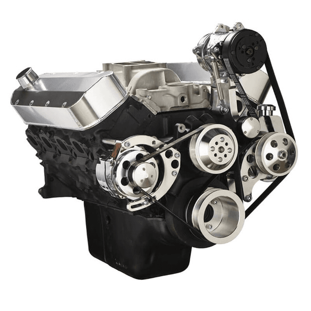 CVF Chevy Big Block Serpentine Serpentine Conversion Kit with AC, Alternator & Power Steering Brackets, For Long Water Pump - Polished thumbnail 3