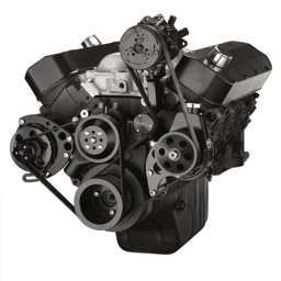 CVF Chevy Big Block Serpentine Serpentine Conversion Kit with AC, Alternator & Power Steering Brackets, For Long Water Pump - Black