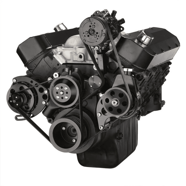CVF Chevy Big Block Serpentine Serpentine Conversion Kit with AC, Alternator & Power Steering Brackets, For Long Water Pump - Black