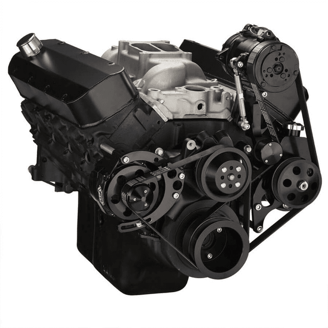 CVF Chevy Big Block Serpentine Serpentine Conversion Kit with AC, Alternator & Power Steering Brackets, For Long Water Pump - Black thumbnail 3
