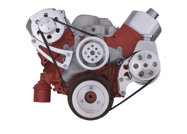 CVF Chevy Big Block Serpentine Serpentine Conversion Kit with High Mount Alternator Power Steering Brackets, For Long Water Pump - Polished