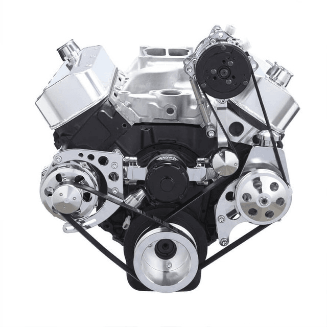 CVF Chevy Big Block Serpentine Serpentine Conversion Kit with AC, Alternator & Power Steering Brackets, For Electric Water Pump - Polished thumbnail 2