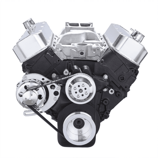 CVF Chevy Big Block Serpentine Serpentine Conversion Kit with Alternator Only Brackets, For Long Water Pump - Polished thumbnail 2