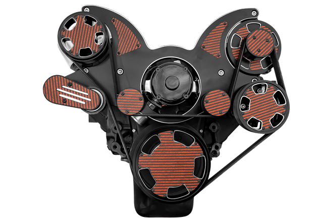 CVF Chevy Big Block Serpentine System with Power Steering & Alternator with Electric Water Pump (All Inclusive) - Black Diamond W/ Carbon Fiber Inlet thumbnail 2