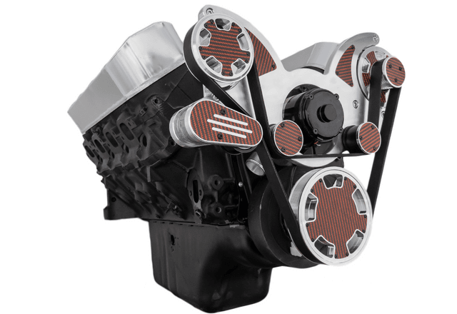 CVF Chevy Big Block Serpentine System Alternator Only with Electric Water Pump (All Inclusive) - Polished W/ Carbon Fiber Inlay thumbnail 3