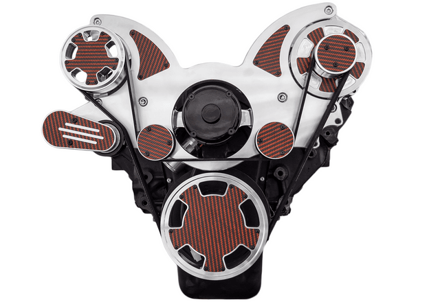 CVF Chevy Big Block Serpentine System Alternator Only with Electric Water Pump (All Inclusive) - Polished W/ Carbon Fiber Inlay thumbnail 2