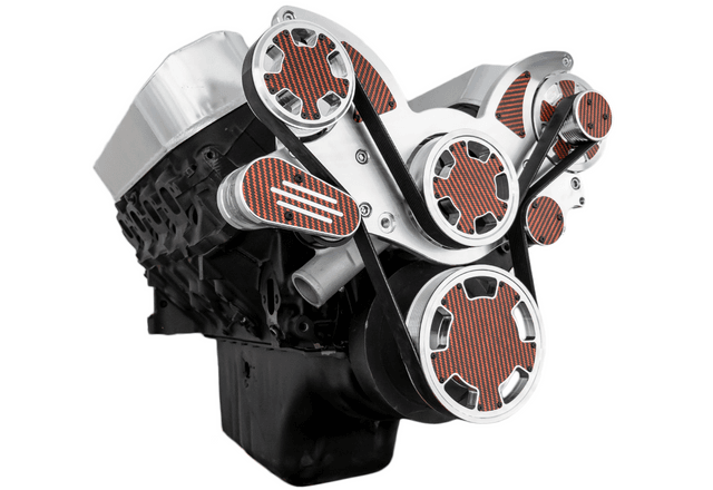CVF Chevy Big Block Serpentine System with Alternator Only (All Inclusive) - Polished W/ Carbon Fiber Inlay thumbnail 3
