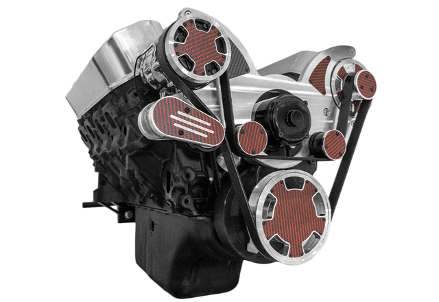 CVF Chevy Big Block Serpentine System with AC & Alternator with Electric Water Pump (All Inclusive) - Polished W/ Carbon Fiber Inlay thumbnail 3