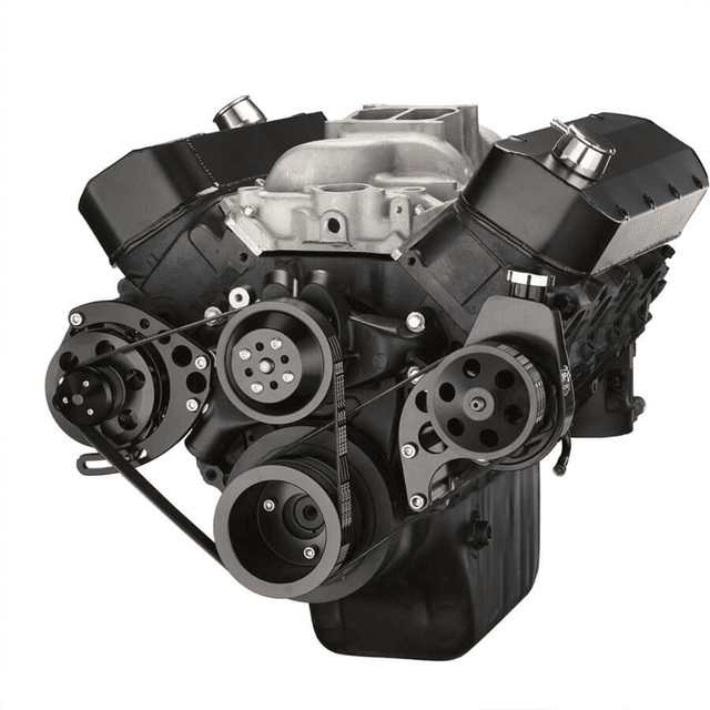 CVF Chevy Big Block Serpentine Serpentine Conversion Kit with Power Steering, Long Water Pump - Black