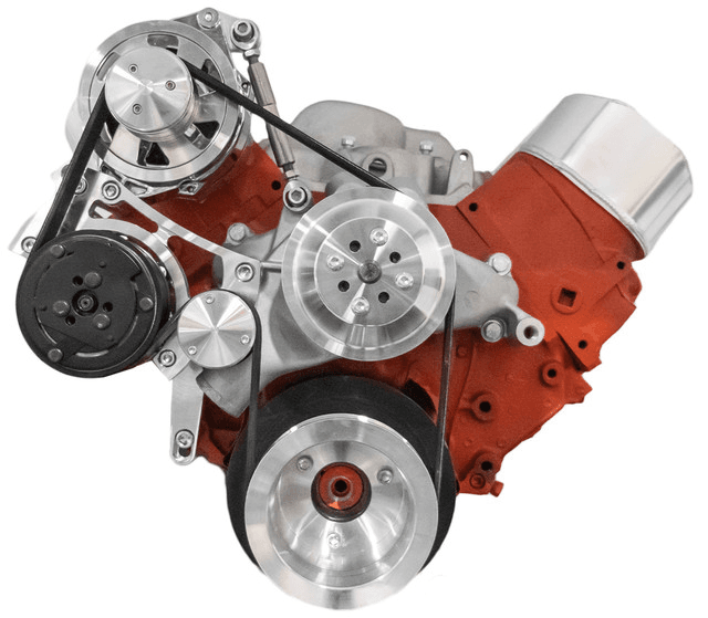 CVF Chevy Big Block Serpentine Serpentine Conversion Kit with Mid-Mount AC & Alternator, Long Water Pump - Polished thumbnail 2