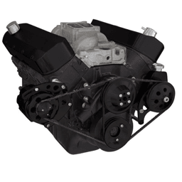 CVF Chevy Big Block V-Belt System with Power Steering Brackets, For Short Water Pump - Black
