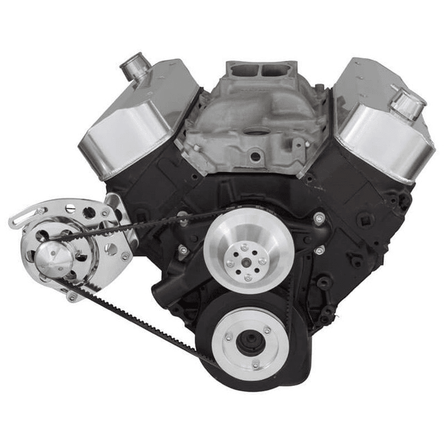 CVF Chevy Big Block V-Belt System with Alternator Only Brackets, For Short Water Pump - Polished thumbnail 2