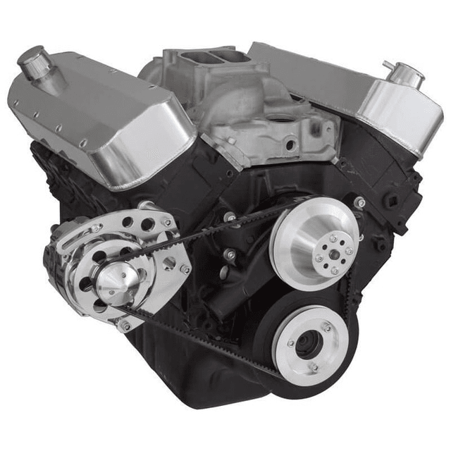 CVF Chevy Big Block V-Belt System with Alternator Only Brackets, For Short Water Pump - Polished thumbnail 3