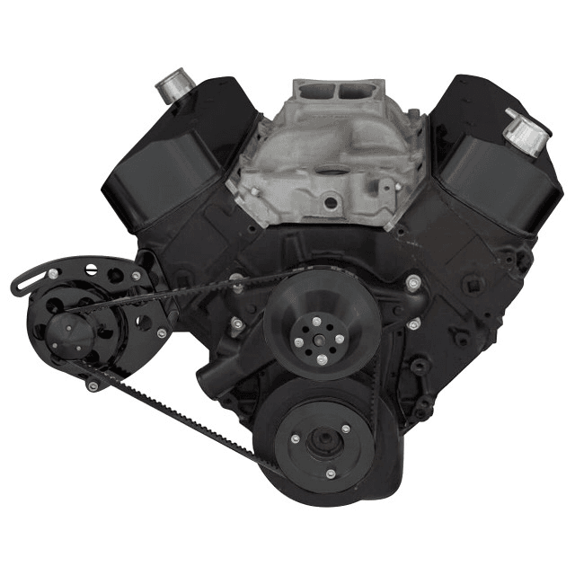 CVF Chevy Big Block V-Belt System with Alternator Only Brackets, For Short Water Pump - Black thumbnail 2