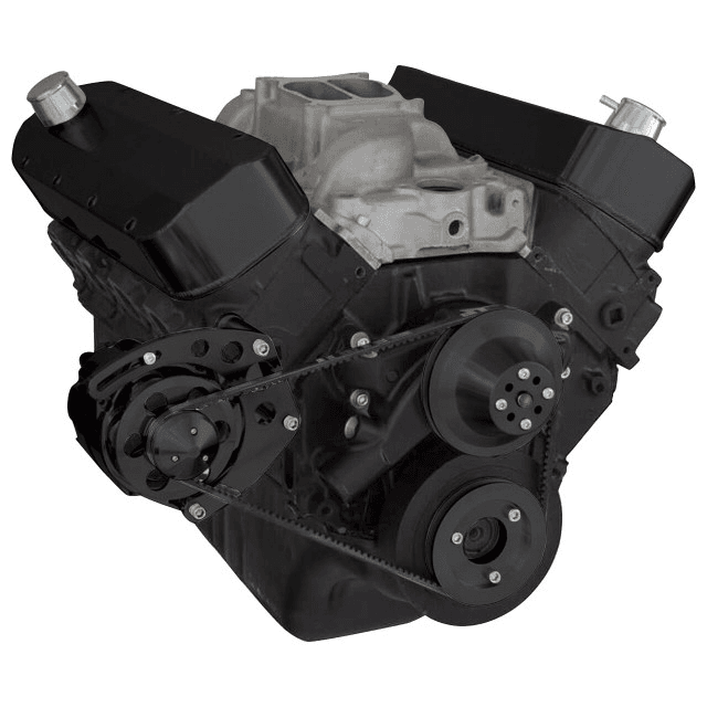 CVF Chevy Big Block V-Belt System with Alternator Only Brackets, For Short Water Pump - Black thumbnail 3