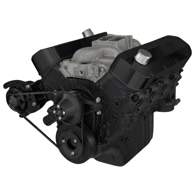 CVF Chevy Big Block V-Belt System with Alternator Only Brackets, For Short Water Pump - Black