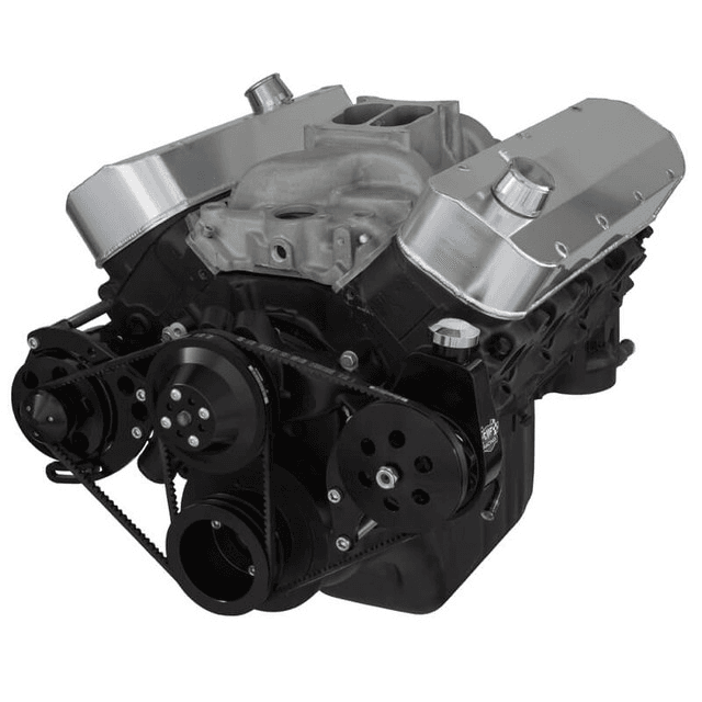 CVF Chevy Big Block V-Belt System with Power Steering Only Brackets, For Long Water Pump - Black