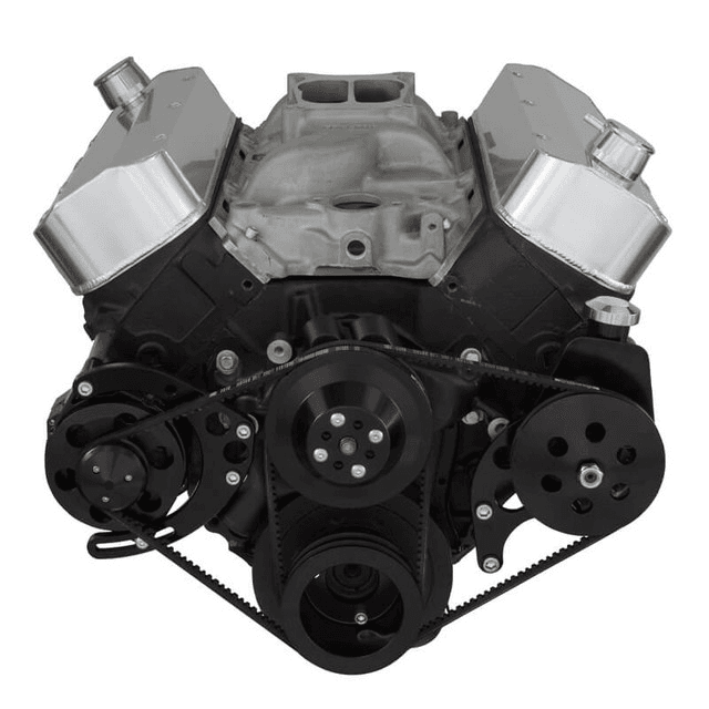 CVF Chevy Big Block V-Belt System with Power Steering Only Brackets, For Long Water Pump - Black thumbnail 2
