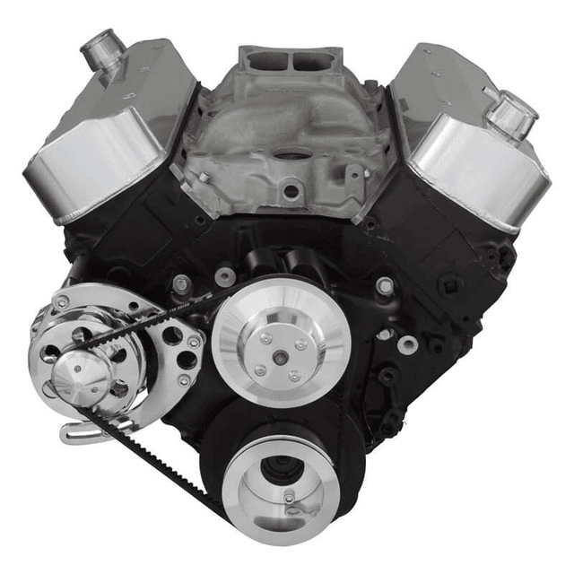 CVF Chevy Big Block V-Belt System with Alternator Only Brackets, For Long Water Pump - Polished thumbnail 2