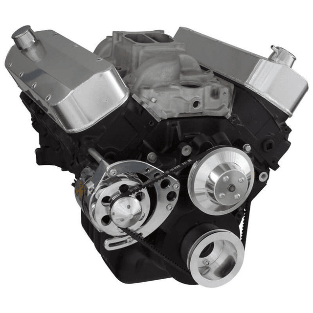 CVF Chevy Big Block V-Belt System with Alternator Only Brackets, For Long Water Pump - Polished thumbnail 3